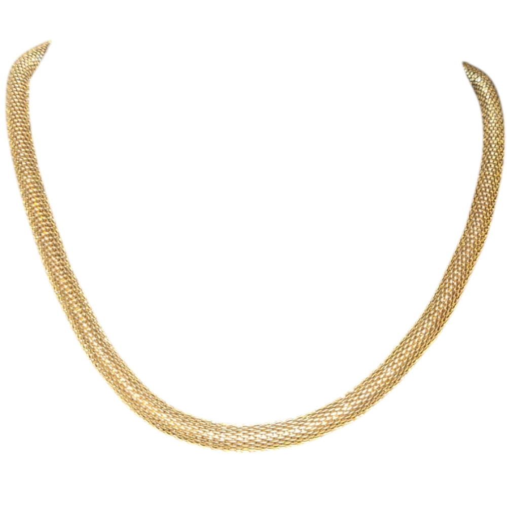 Unique gold-plated snake or mesh style chain necklace